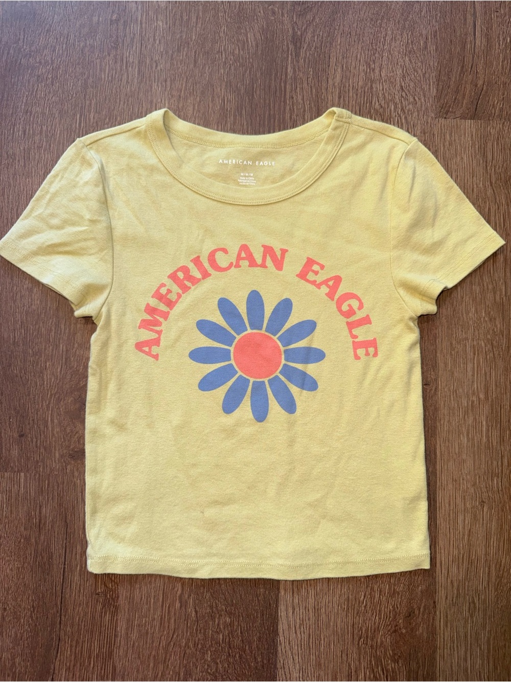 American Eagle Yellow Flower Crop Top Size Medium